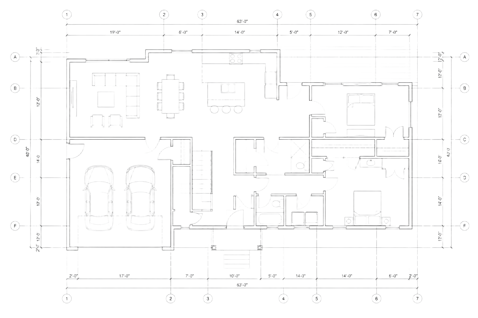 Architectural floor plan line drawing